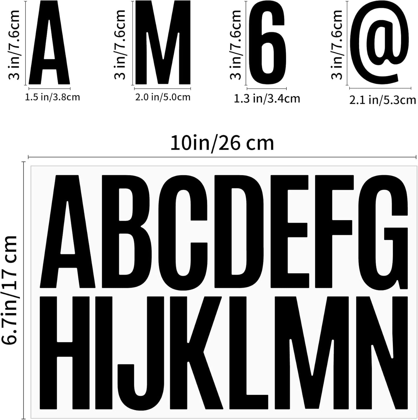 480 Pcs Waterproof 3" Vinyl Alphabet & Number Stickers - Self-Adhesive for Mailboxes, Windows, Doors, Signs, Vehicles & More, Black