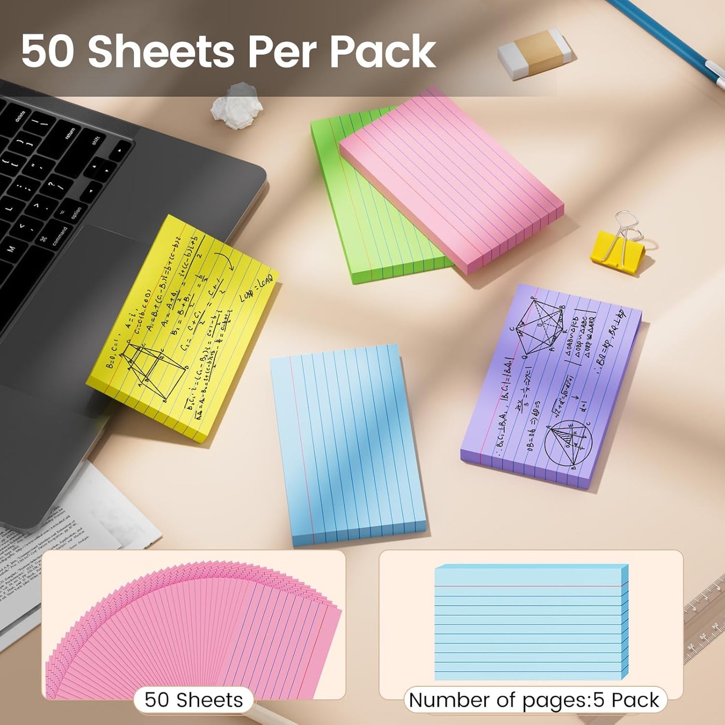 Index Cards 3x5 Inch, 250sheets, Flash Cards,Ruled Lined Colored Note Cards Paper For Studying, Schools Supplies, College, Office And Home Organization, Note Taking Supplies