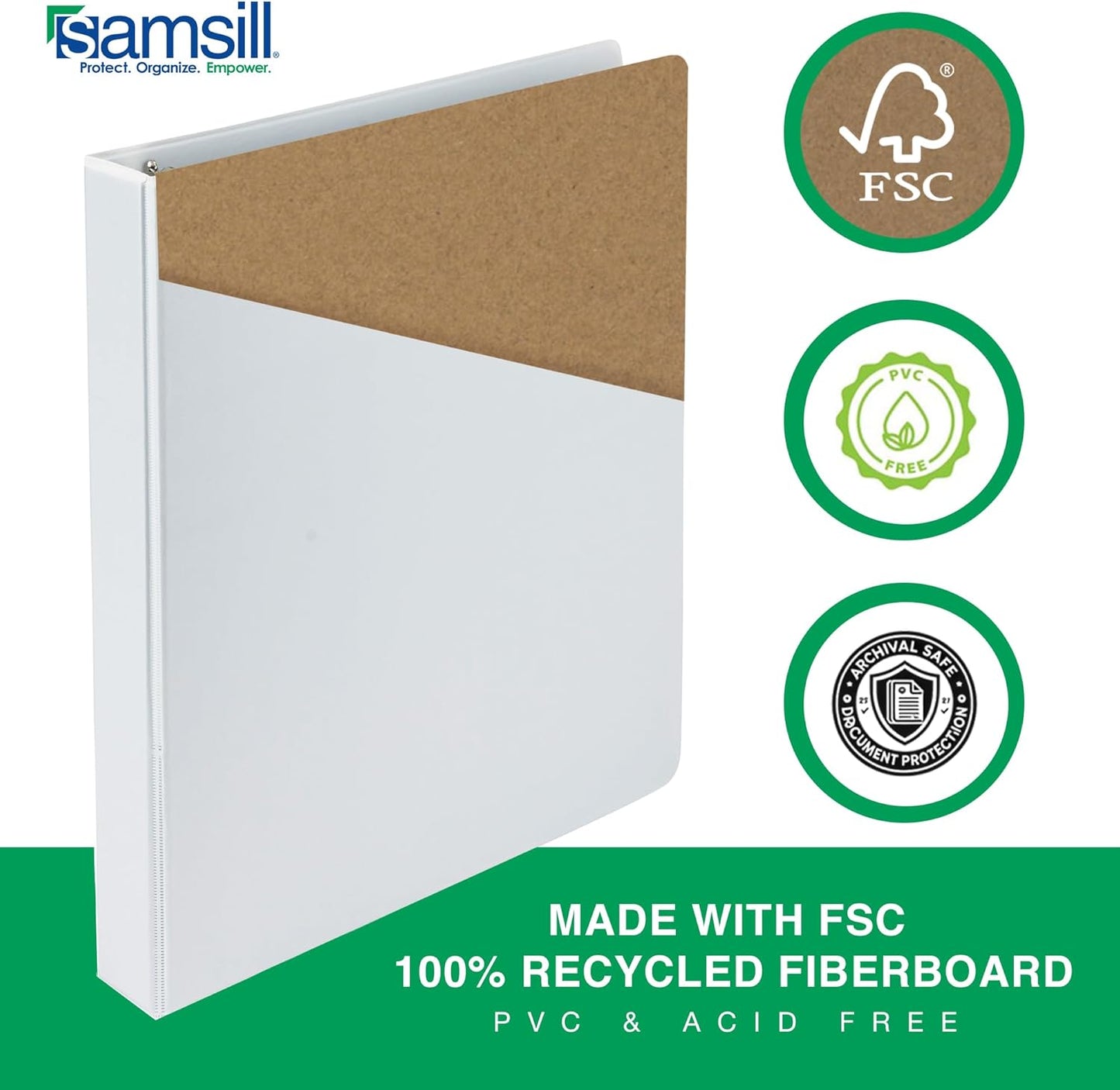 Samsill 1 Inch 3 Ring Binders, Made in USA, Economy Round Ring with Clear View Cover, 200 Sheet Capacity, White, Pallet of 864 Binders in 36 Cartons