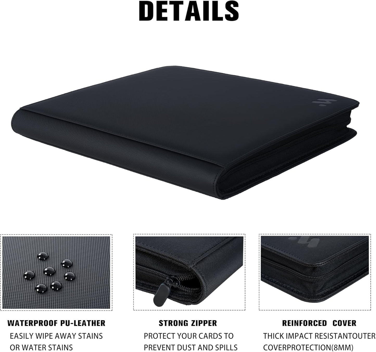 Premium 1000+ Pockets Card Binder,16 Pockets Trading Card Binder Ringless Side Loading Trading Card Album Folder for TCG -Black