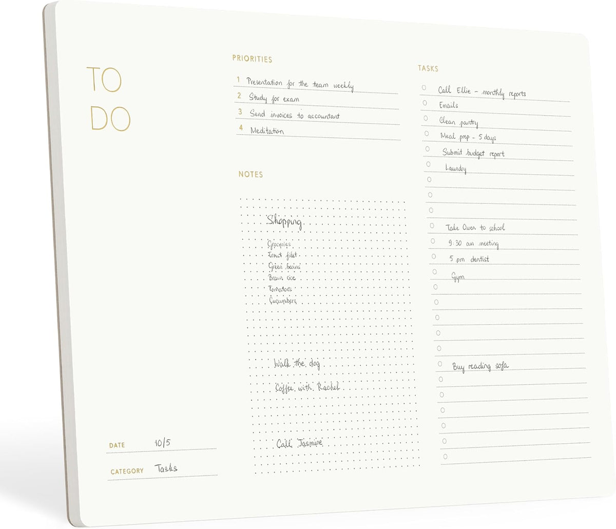 Elegant To Do List Notepad with Mouse Pad Feature, 11.22" x 7.87", 50 Tear-Off Sheets, Gold Foiled, Daily Planning, Eco-friendly To Do List Planner, FSC™ Certified To Do List Notebook for Work
