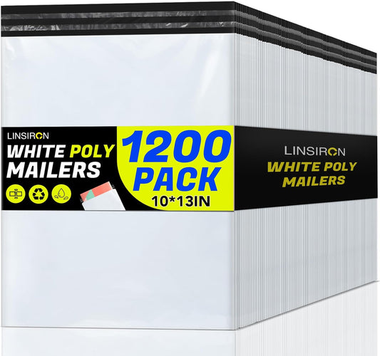 Poly Mailers Shipping Bags 10x13 inch 1200 Pack Packaging Clothes Polymailers Envelopes Mailing Mailer Package Polymailer Small Business Supplies Clothing Bag Polybags Packing White