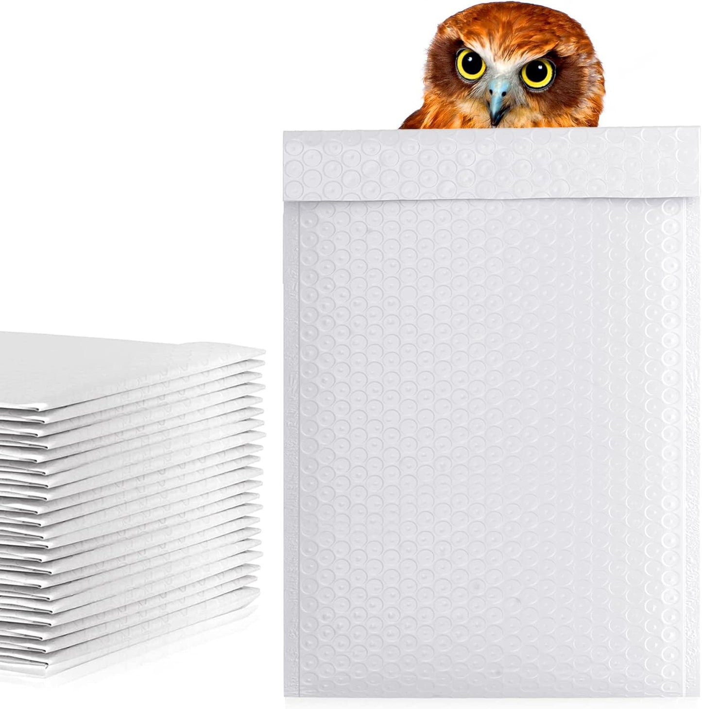 White Poly Bubble Mailers Self Seal, 10.5 x 16 Inch. Pack of 100 Bubble Packaging Envelopes for Shipping. Durable Padded Envelopes Waterproof. Self Seal Padded Mailers. Shipping Packages