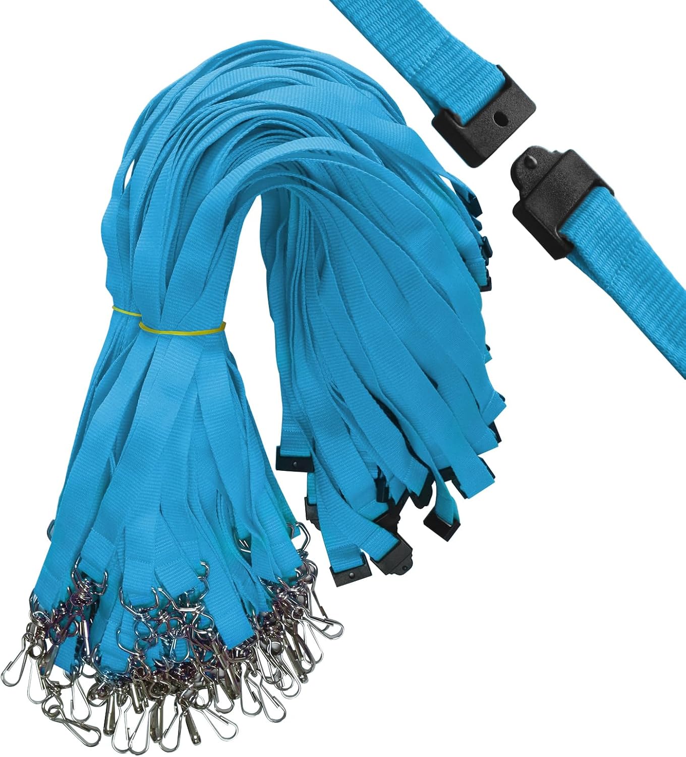 33 Pcs Breakaway Lanyards with Swivel J Hook Premium Bulk Flat Safety Lanyards for ID Badges, Schools, Students, Coaches, Festivals, Volunteers and Team Activities (Light Blue)