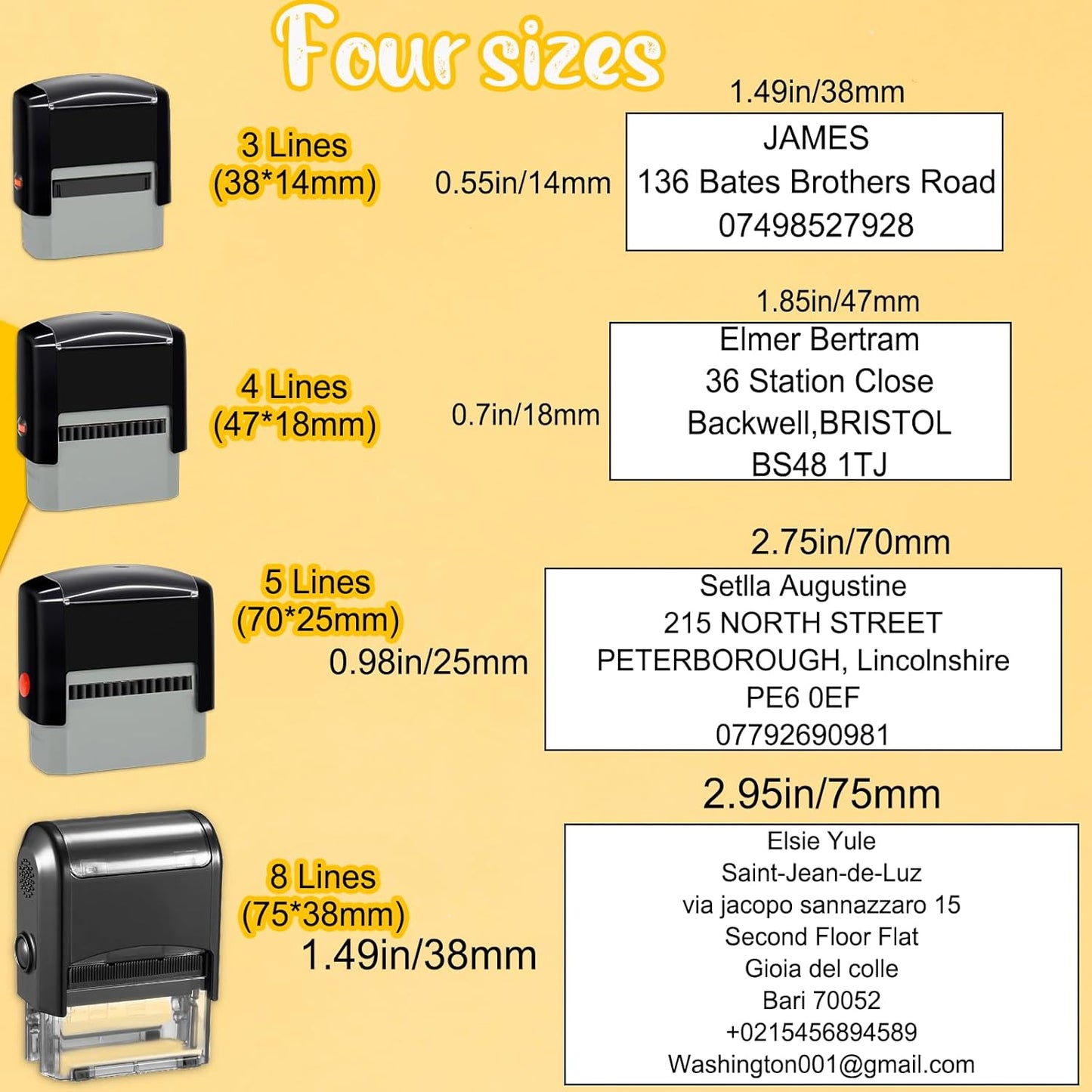 Personalized Stamp Custom Self-Inking Rubber Stamps for Business Customized Return Address with Name Date Up to 8 Lines-75x38mm