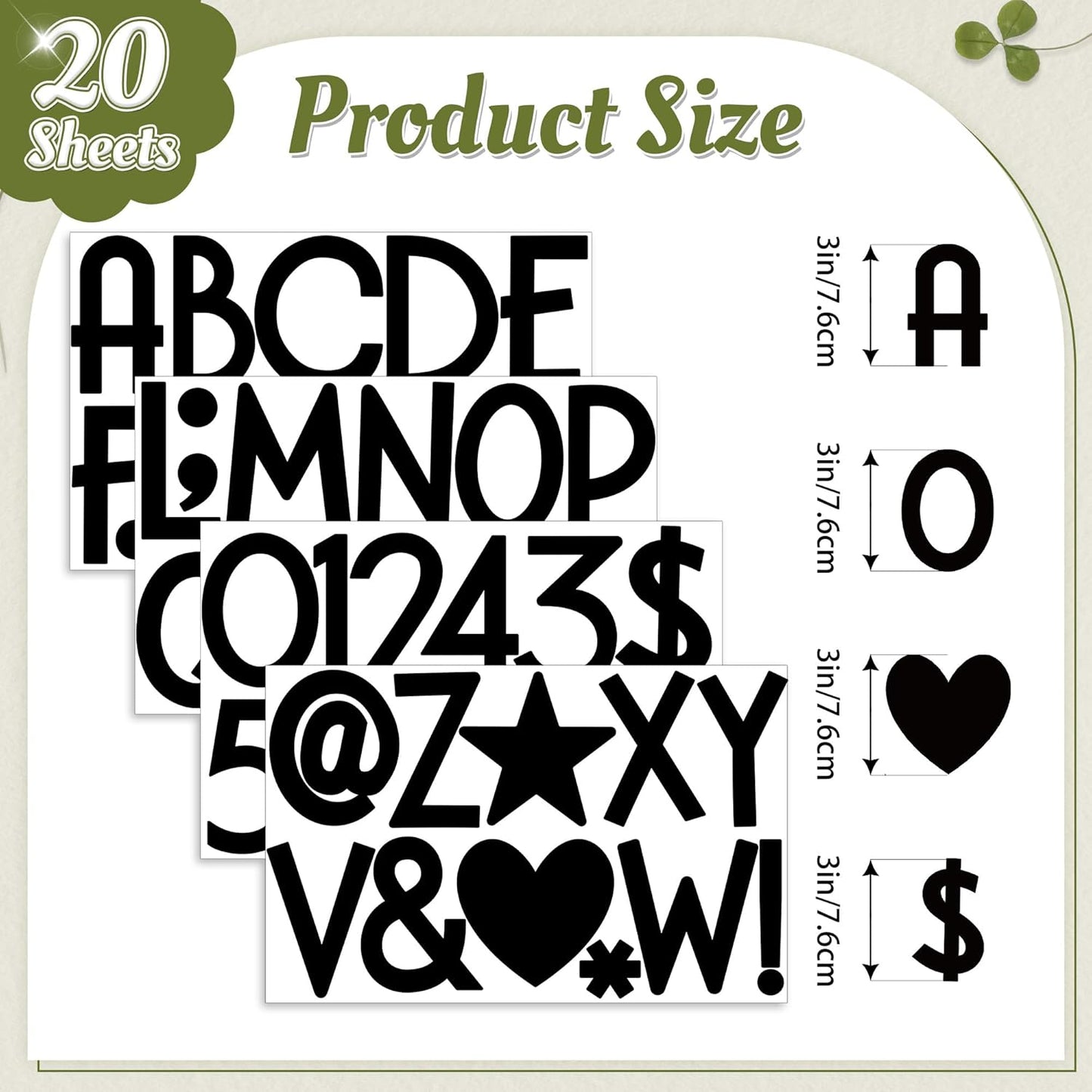 240Pcs Bulletin Board Letters 20Sheets Letter Stickers Vinyl Alphabet Stickers Mailbox Numbers Self Adhesive Waterproof Large Sticker for Bulletin Board Scrapbook Classroom Address Decor(Black,3Inch)