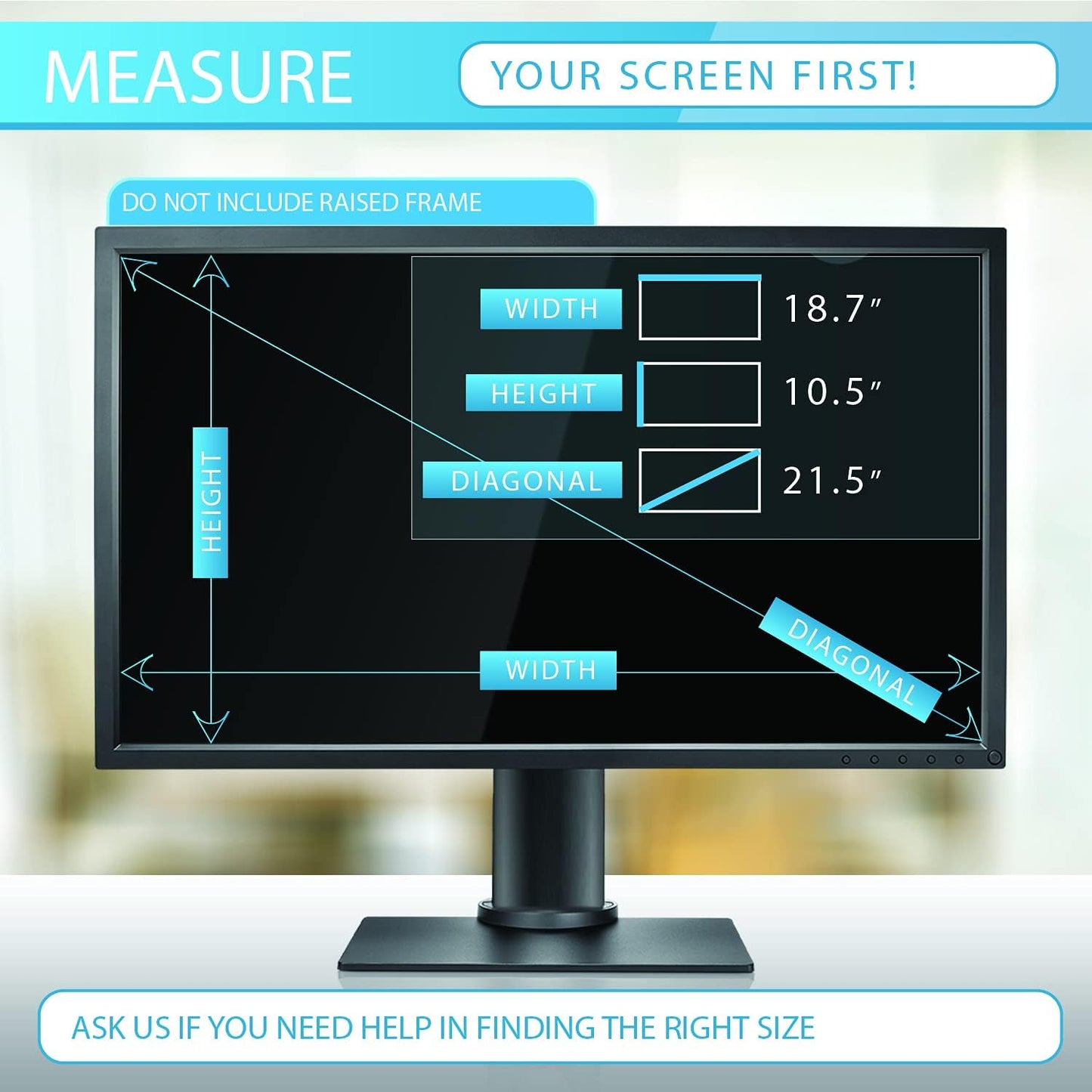 [2 Pack] Premium Privacy Screen Filter for 21.5 Inches Desktop Computer Widescreen Monitor with Aspect Ratio 16:09. Anti Glare and Anti Blue Light Protection