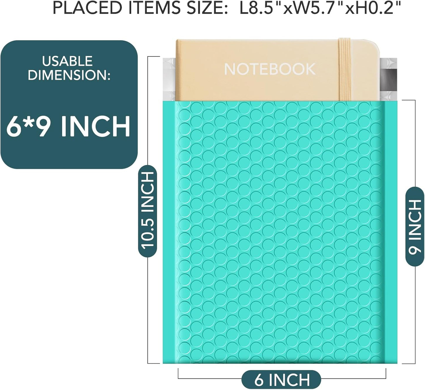 Metronic Bubble Mailers 6x10" 100 Pack Usable Size 6x9" Teal Padded Envelopes Self-Seal Small Bubble Mailers Cushioning Bubble Envelopes for Shipping Small Items Jewelry Makeup Gifts