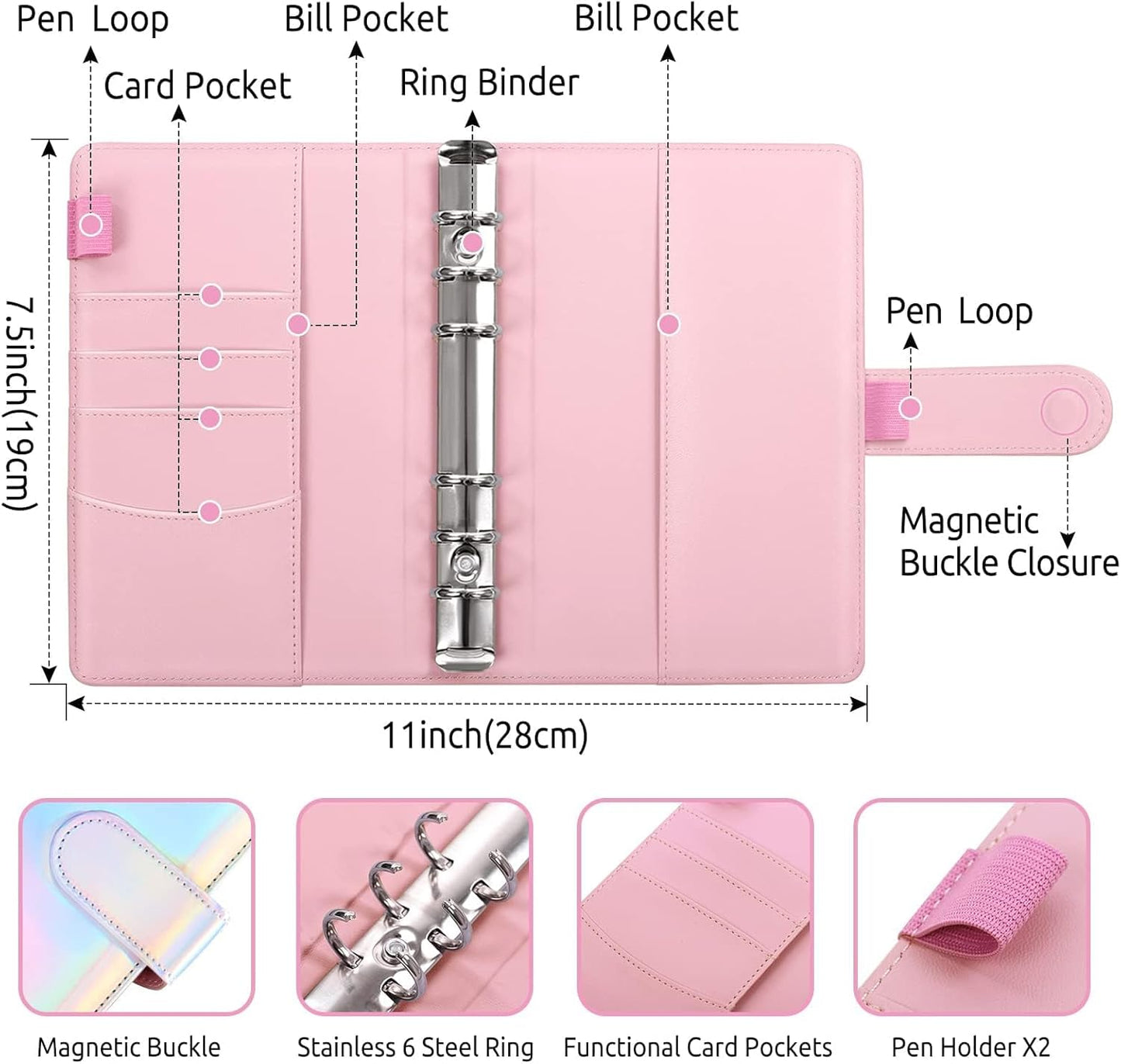 SKYDUE Budget Binder, Money Saving Binder with Zipper Envelopes, Cash Envelopes and Expense Budget Sheets for Budgeting