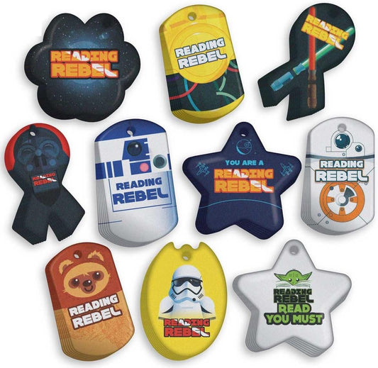 Reading Rebel Brag Tag Value Pack: Wearable Incentives for Young Readers 250 Tags (25 Tags for Each Design) + 75 Chains