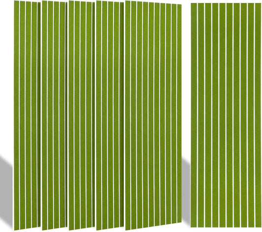 BUBOS 10 Pack Large Acoustic Panels, 48"X 12"X 0.4" Sound Proof Panels for Walls,Decorative Self-Adhesive Acoustical Wall Panels,3D Slat Sound Panels for Home Office Studio (Green 01)