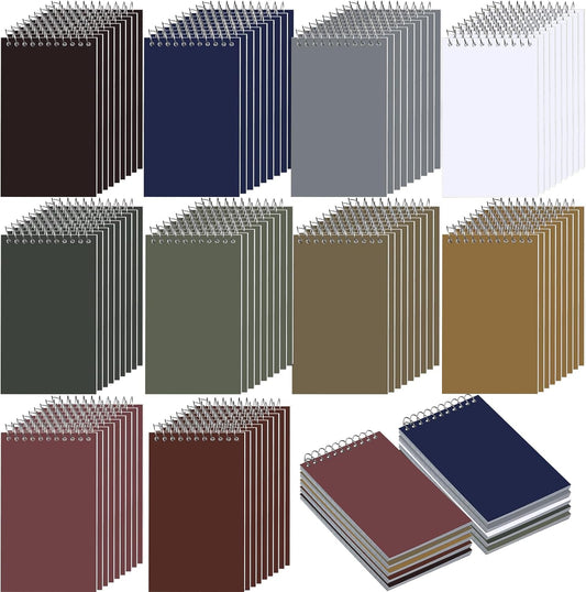 Thenshop 100 Pads Spiral Memo Pads Bulk 3 x 5 Inch Small Pocket Notepad Top Bound Lined 60 Sheets Mini Notebooks for School College Office Home Supplies (Multicolored)
