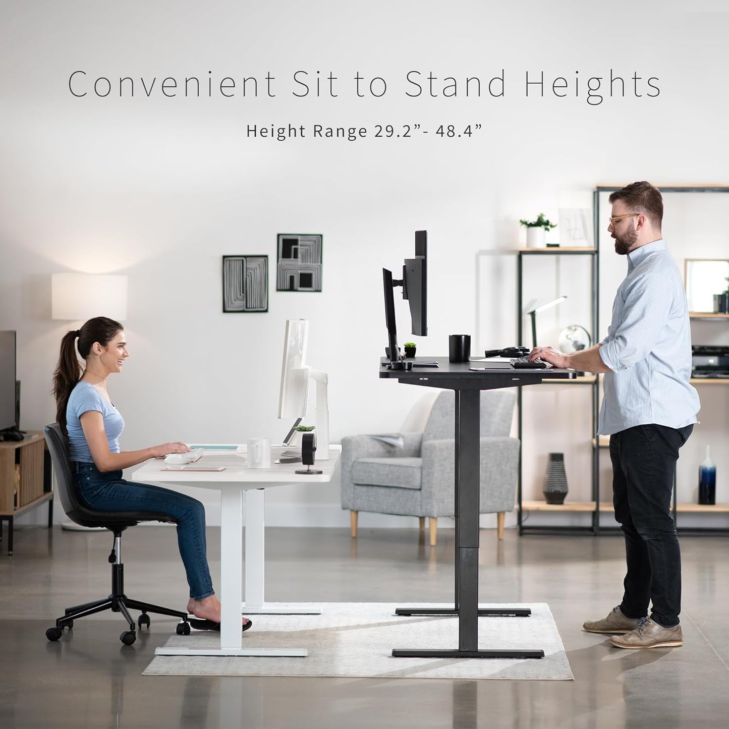 VIVO Electric 60 x 30 in Standing Desk, Memory Height Adjustment, 1B Series, Dark Gray Top Black Frame, DESK-KIT-1B6G-30
