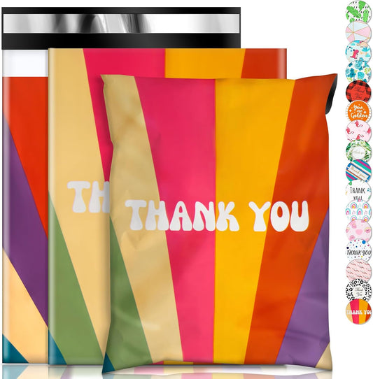 Oududianzi Poly Mailers 10x13, 100Pack Shipping Bags, Plastic Packaging Bags, Self-Seal Polymailers, Mailers Poly Bags, Package Bags for Small Business and Clothing - Rainbow