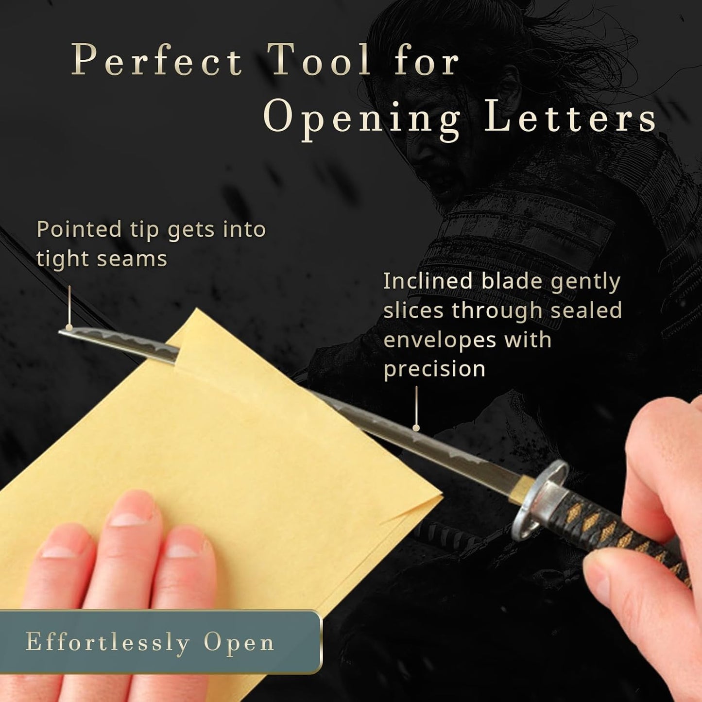 Mini Japanese Samurai Katana Sword Paper Knife Letter Opener 8.3 inch Made in JAPAN (Sakamoto Rouma Horizontal Type)