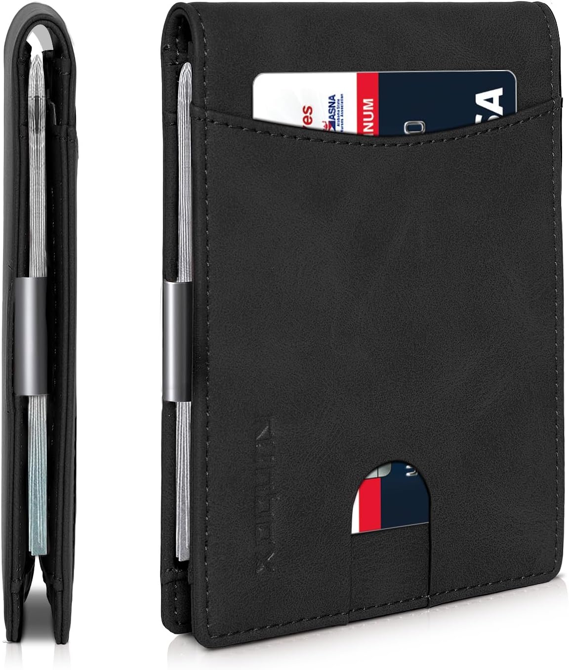 RUNBOX Money Clip Slim Wallets for Men RFID Blocking 11 Card Holder Minimalist Small Leather Bifold Men's Front Pocket Wallet Gift Box