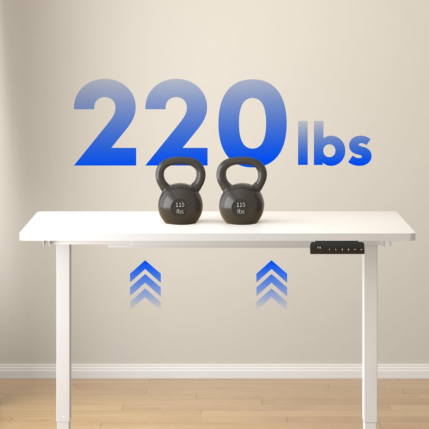 FLEXISPOT E3 Dual Motor Electric Standing Desk 55x28 Inch Whole-Piece Board Height Adjustable Electric Sit Stand Desk (White Frame + White Desktop, 2 Packages)