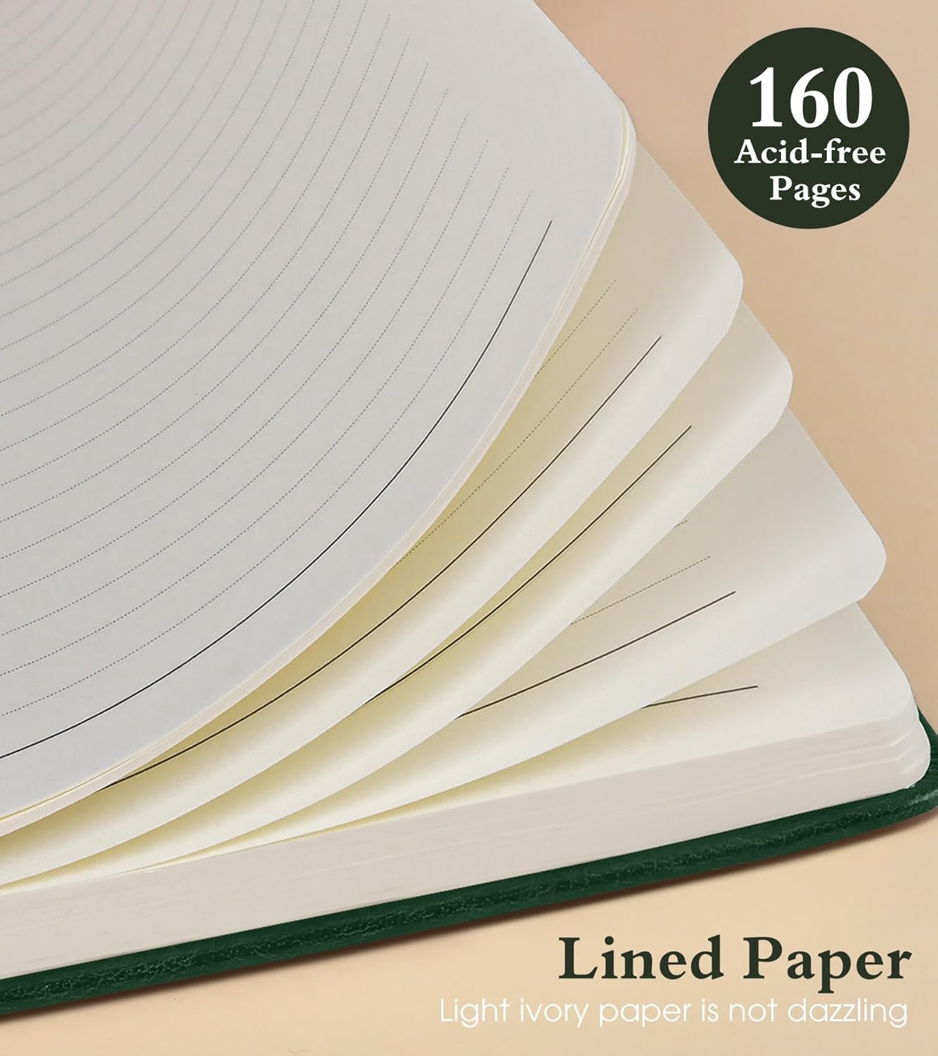 Lined Journal Notebook for Women Men, 160 Pages, A5 Hardcover Vintage Leather Journaling Notebooks for Work, School, Note Taking, Travel, Bible Study, Daily Diary for Writing 5.8"x8.5" (Green)