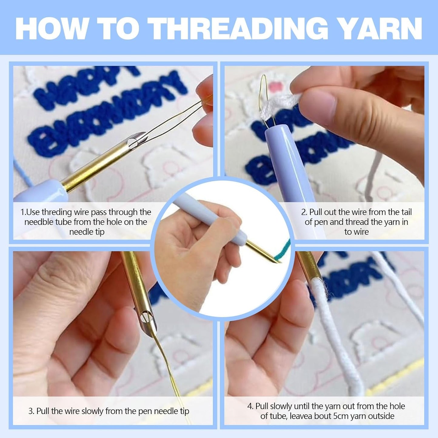 Punch Needle Kits for Beginners, Cute Cartoon Highland Cow with Daisy Flower, Punch Needle Starter Craft Set with 20cm Hoop, Perfect for Festival Gift and Decoration (Summer Beach)
