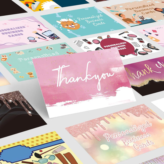 Custom Business Cards Customizable with Logo Text,Personalized Business Cards Photo Printable Thankful Cards 1000 500 200 100 Double Sided Customize Cards for Small Business Waterproof