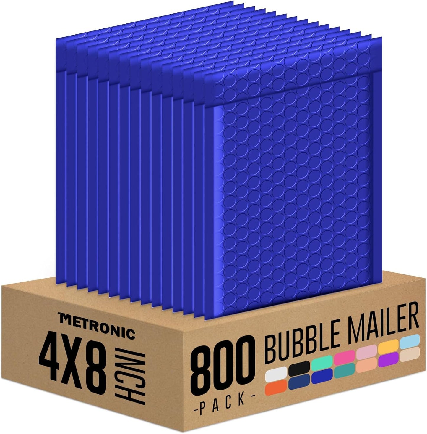 Metronic 800PC Bubble Mailers 4x8 Bulk Small Bubble Mailer Self-Seal, Mailing Envelopes, Padded Envelopes, Packaging for Small Business, Jewelry, Father's Day Gift, Royal Blue