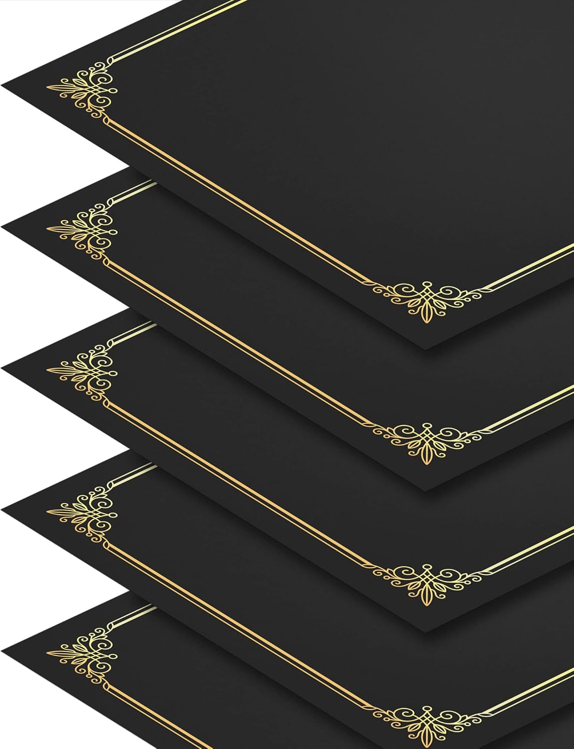 GNL Certificate Holders - 25 Packs Black Diploma Holders, Certificate Covers with Gold Foil Border, for Letter Size 8.5 x 11 Certificate Paper, Award, Graduation, Documents