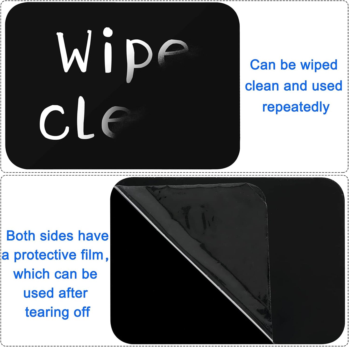 6 Pcs Plastic Chalkboard Sign with Clips, Rectangle Double Sided Blackboard Clips, Message Board Food Labels for Party Farm Restaurant - Easy to Write and Wipe Out - for Liquid Chalk Markers