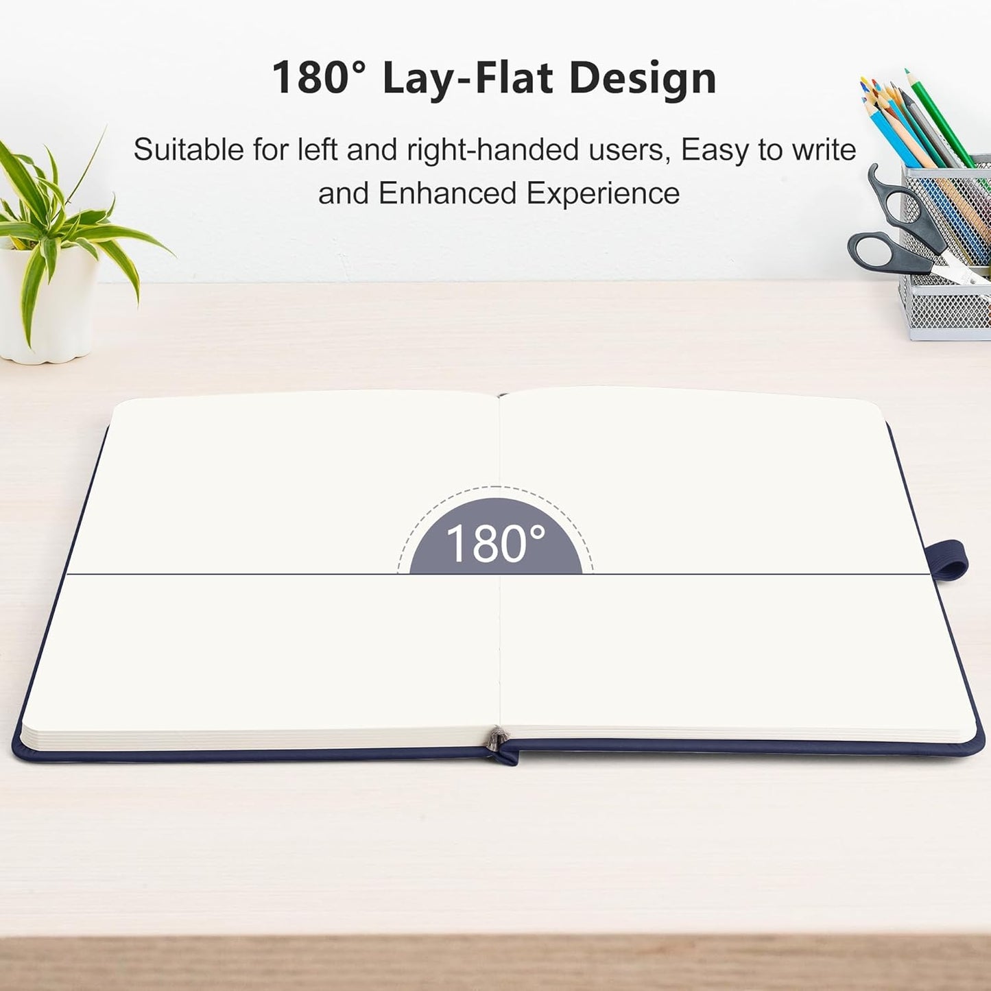 RETTACY Blank Journal Notebook, 2-Pack, 192 Pages per Pack, A5 Medium Size (5.7'' x 8.3''), Leather Hardcover, 100 GSM Thick Paper, for Sketching, Drawing, Painting (Black & Navy Blue)