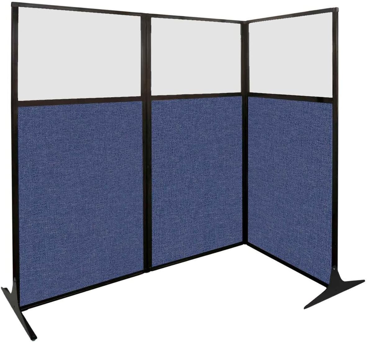 Versare Office Workstation Screen | Portable Wall Divider | Modern Cubicle | Freestanding Privacy Screen | Flexible Work Space | 2 Panels | 66" Wide x 70" Tall Beige SoundSorb Panels with Window