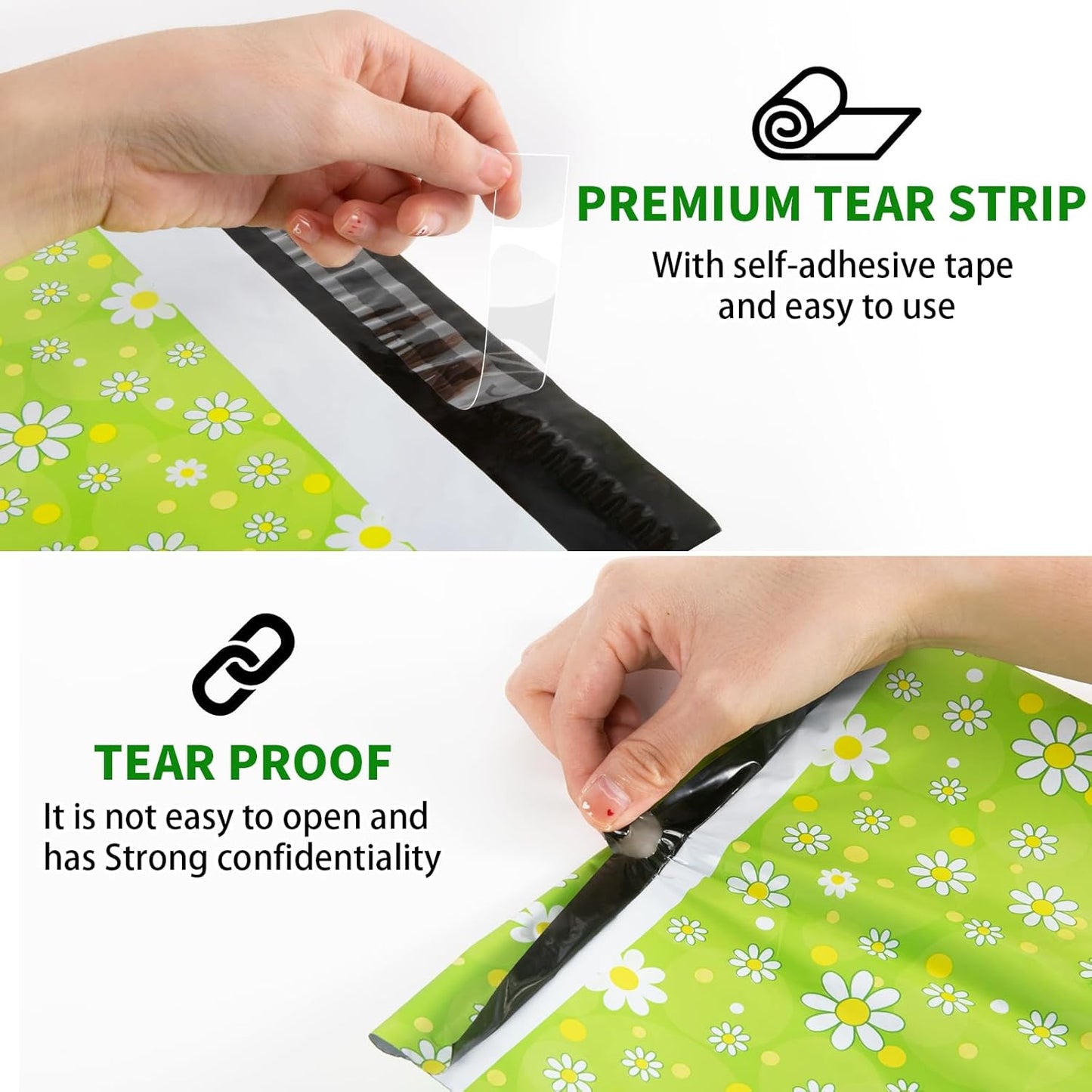 Oududianzi Poly Mailers 6X9, 100Pack Shipping Bags, Fashion Shipping Envelopes, Plastic Packaging Bags, Self-Seal Polymailers, Mailing Poly Bags for Business, Clothing (Daisy)