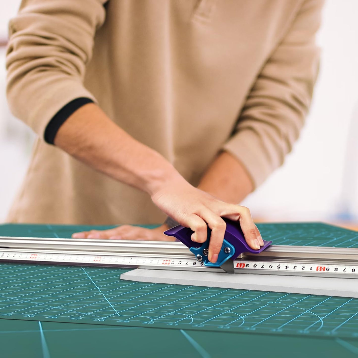 Manual Sliding KT Board Paper Trimmer Cutting Ruler with 27 1/2" Metal Straight Edge Ruler, Suitable for Photo Paper and PVC PET Cutter, 30 Blades