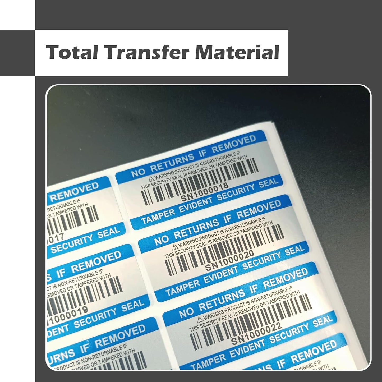 250pcs Tamper Proof Barcode Stickers,Security Label, Warranty Void Sticker with Individual Serial Number,Sealing Label for Package(2x0.8 inches,Blue)