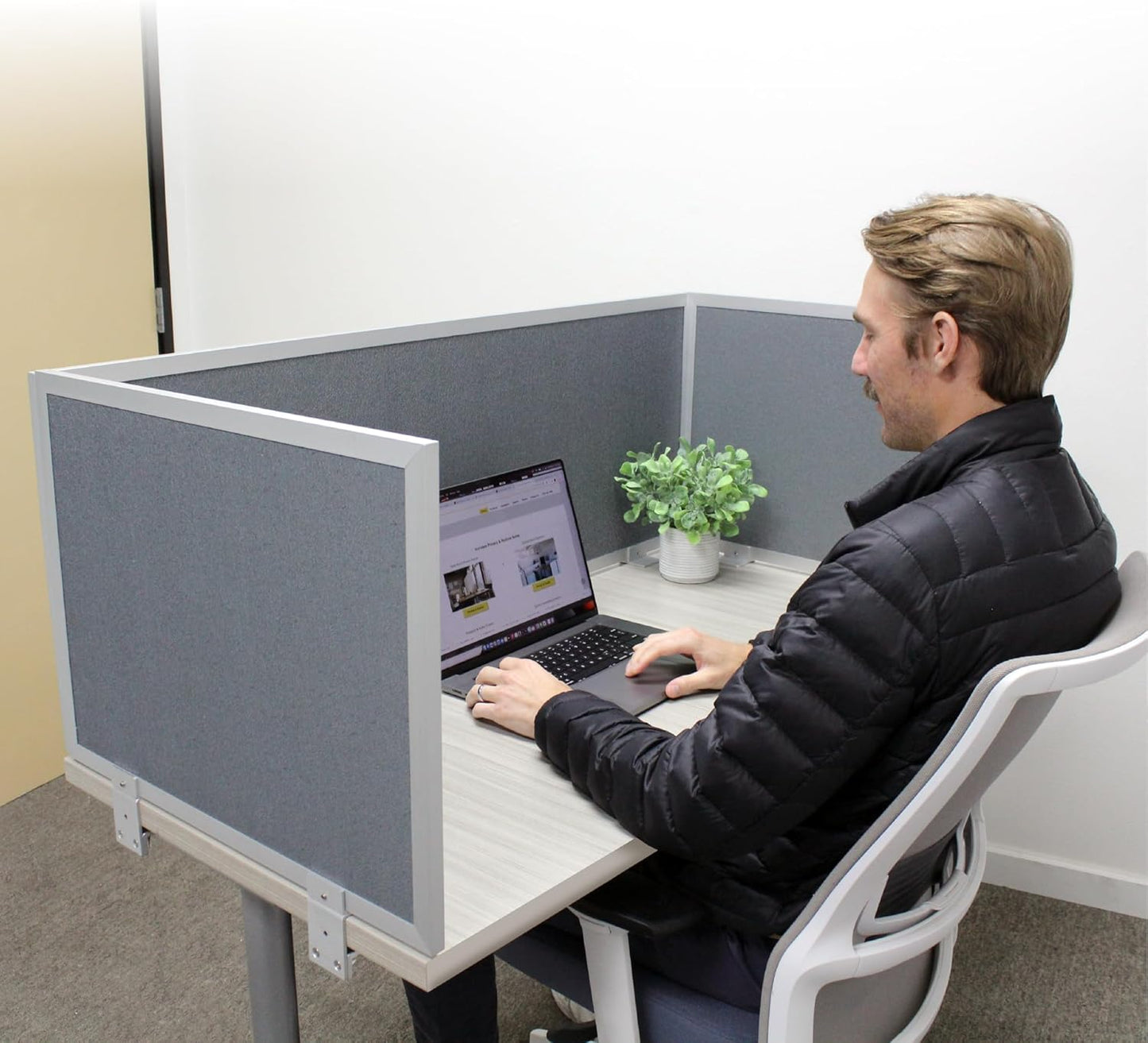 OBEX Acoustic Mounted Screen Privacy Panel Table Top Separator, Sound Blocking Desk Divider (Graphite, 18" X 48")