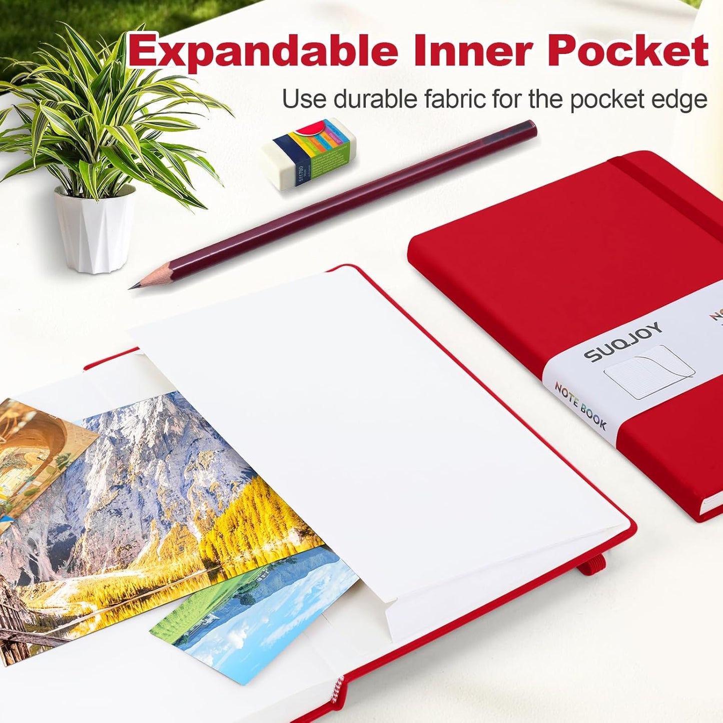 Lined Journal Notebook for Women Men,5.5"x8.3",100 GSM Thick Paper, A5 Hardcover Leather Journaling Notebooks for Writing,Travel,Work & School,College Ruled Notebooks for Note Taking Diary(Red)