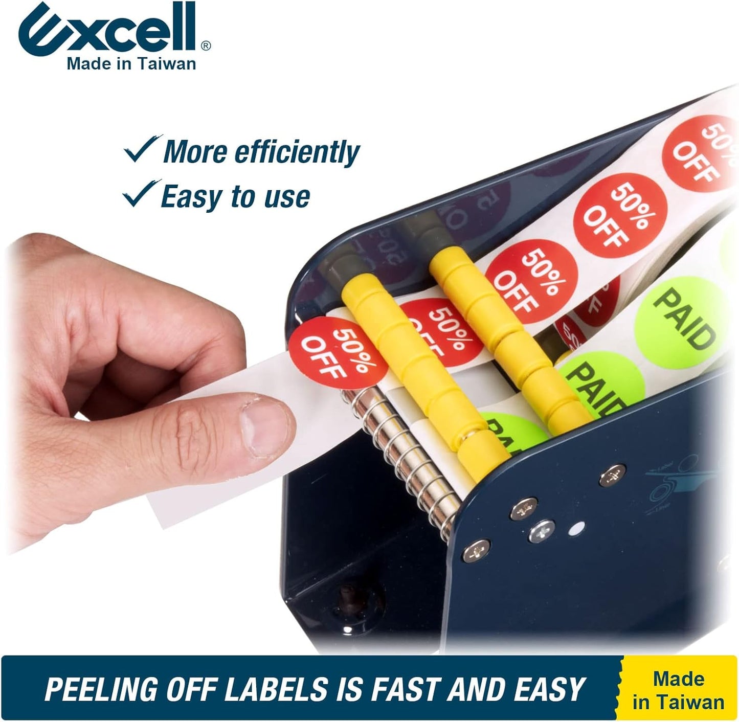 Excell LD-318 Manual Metal Label Dispenser for 3" Labels, Pull-and-Take Design, Non-Slip with 4 Suction Cups, Durable Metal Construction, Includes Dispenser (3" Wide, 3" Core)