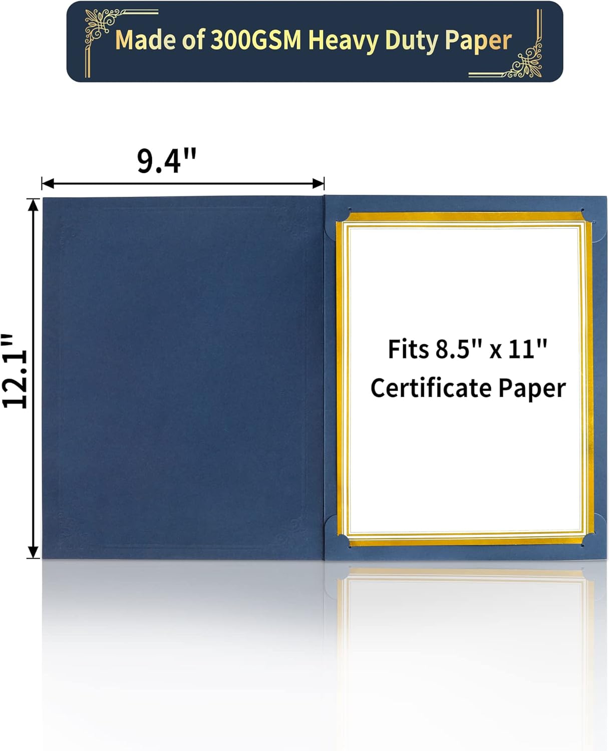 GNL Certificate Holders - 100 Packs Blue Diploma Holders, Certificate Covers with Gold Foil Border, for Letter Size 8.5 x 11 Award Certificate Paper and Documents