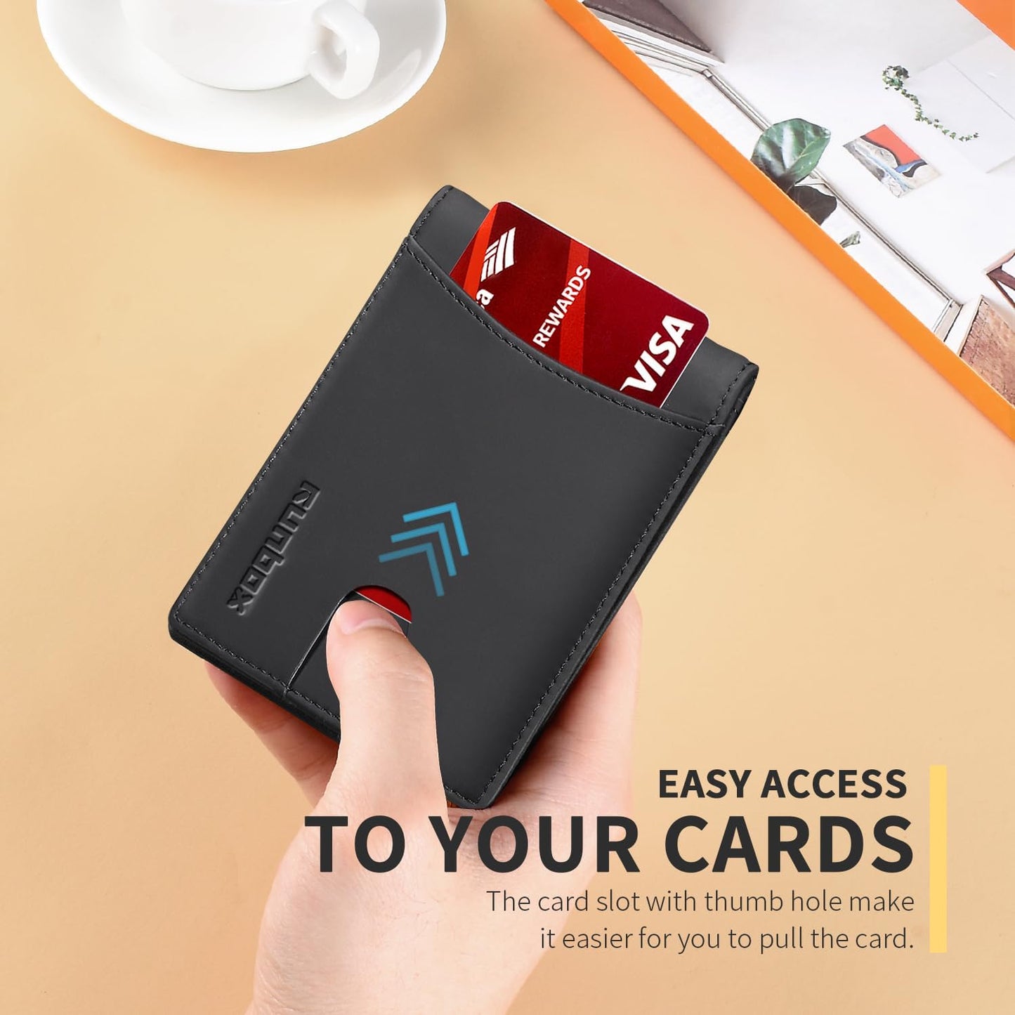Slim Money Clip Wallets for Men RFID Blocking 11 Card Holder Minimalist Small Thin Carbon Leather Bifold Mens Front Pocket Wallet Gift Box