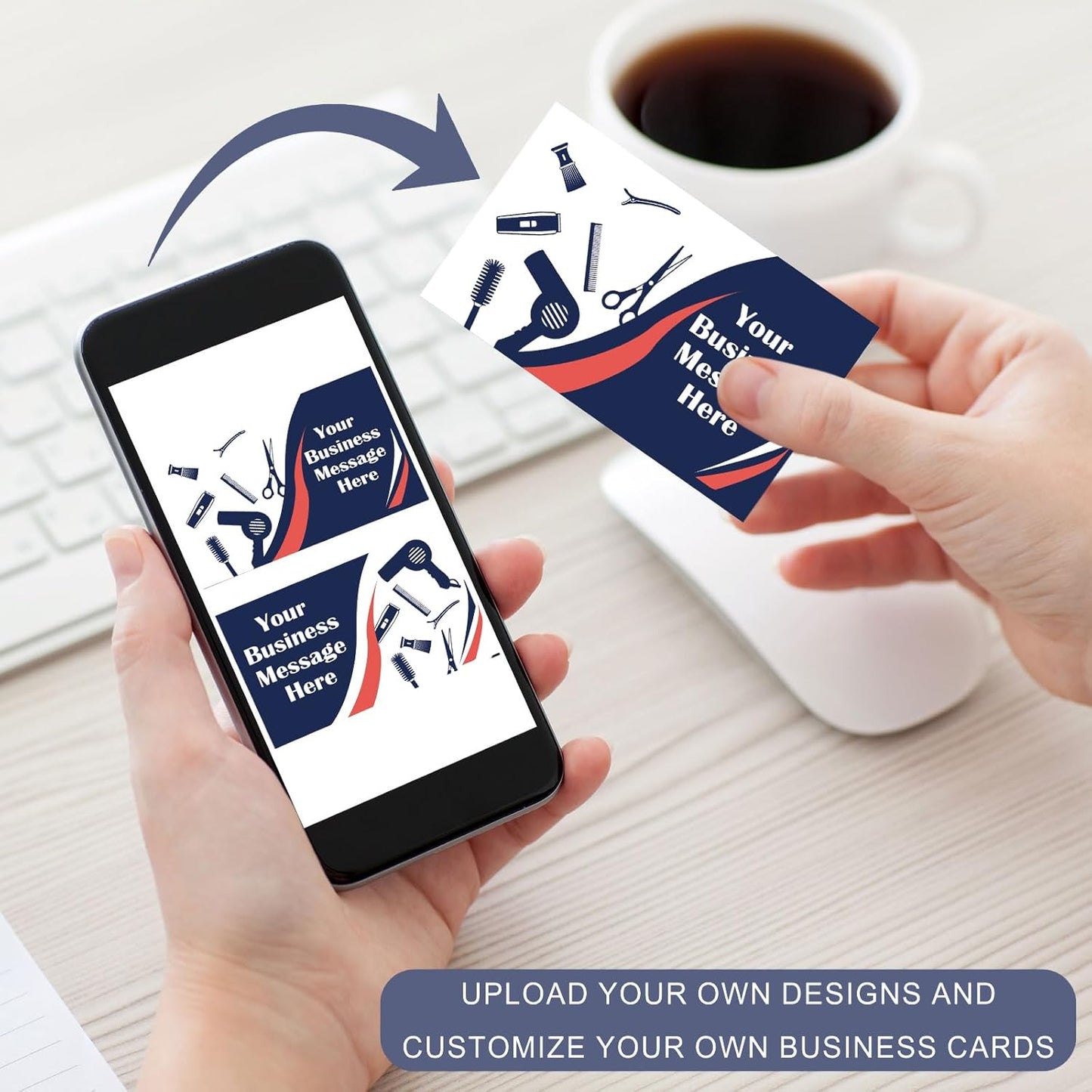 Custom Business Cards With Logo Text - Personalized, Printable, Double Sided, Waterproof - 100, 200, 500, 1000 Cards for Small Business