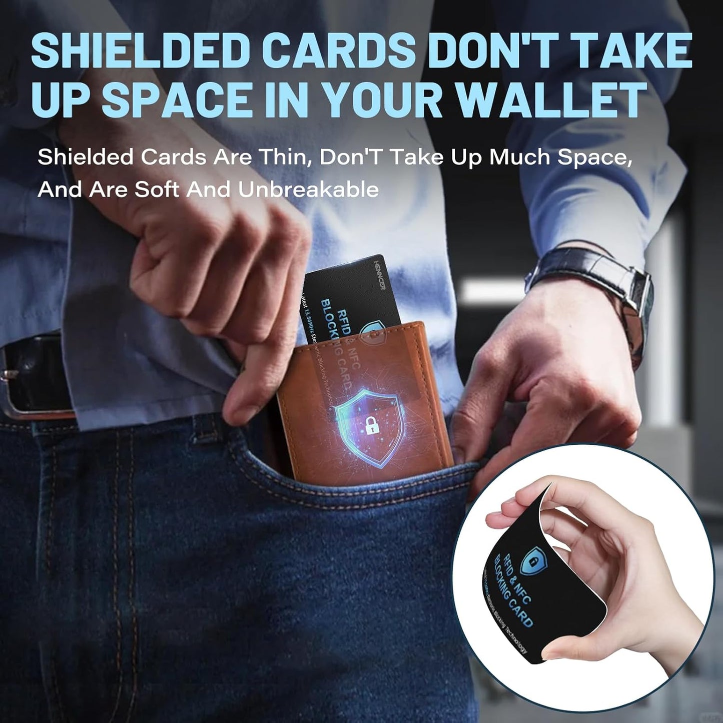 RFID Blocking Card, NFC Debit Credit Card Passport Protector, Entire Wallet Protection Blocker Set for Men & Women, Smart Slim Design Perfectly fits in Wallet and Purse (24)
