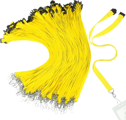 Patelai 60 Pcs Breakaway Lanyards with J Hook Bulk Flat for ID Badges Neck Badge Lanyards Card Nametag Holder Neck Straps (Yellow)