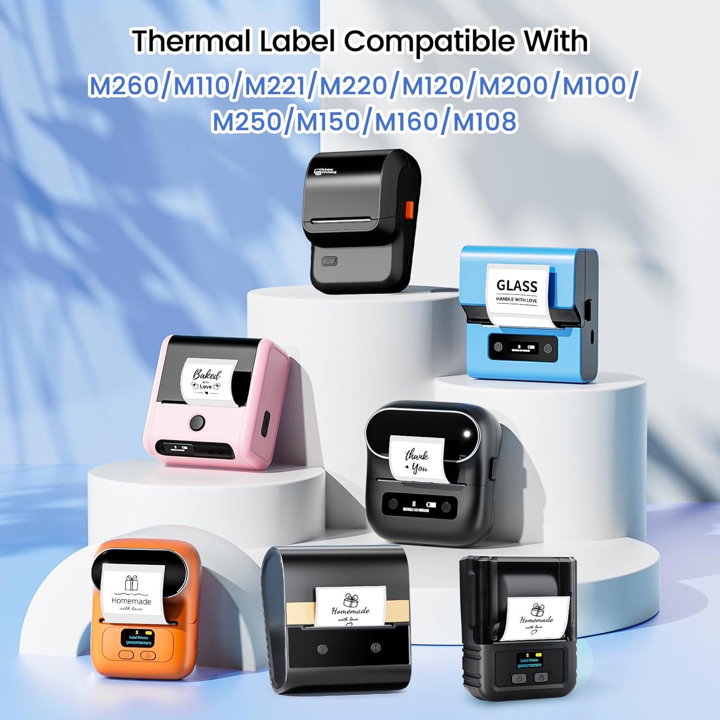 Square Thermal Label Compatible with M100/M110/M120/M260/M220/M150, 1.57'' x 1.18'' (40 x 30 mm), Sticker Thermal Labels for Logo/Thank You Label/Small Business/,230Pcs/Roll