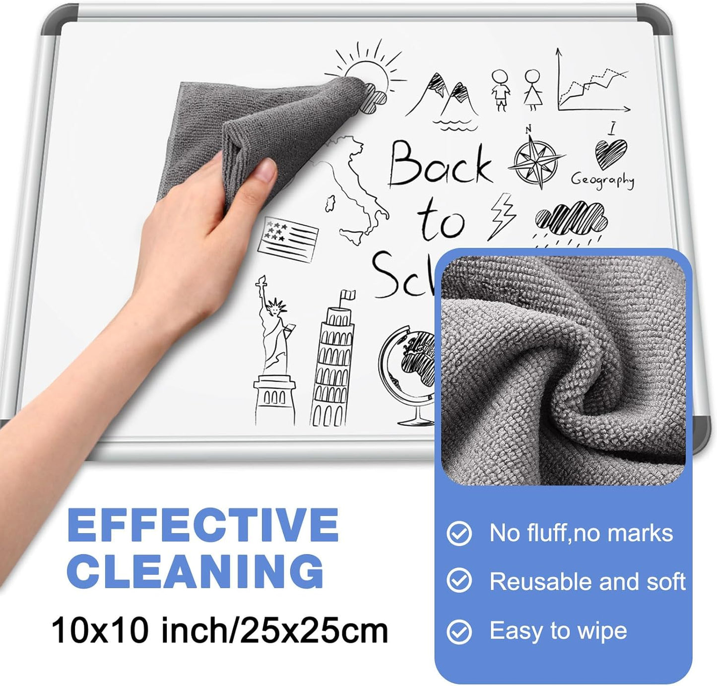 12 Pack Whiteboard Cleaner Spray 8.5oz Dry Erase Board Cleaner with 6 Cloths Non Toxic Dry Erase Cleaner Removes Stubborn Marks from Whiteboards