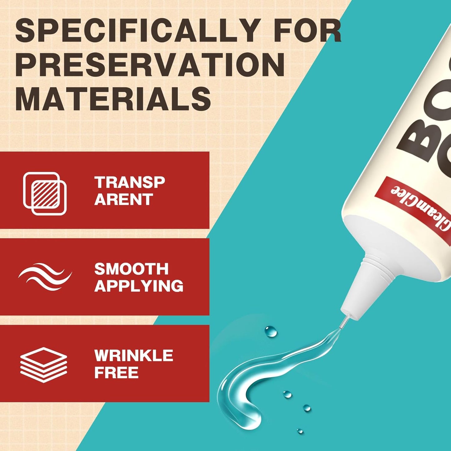 Book Glue, Dries Clear & Flexible Book Binding Glue Adhesive, Used for Bookbinding and Book Repair, Book Nook, Framing, Collages, Paper Art and Crafts - 60ml
