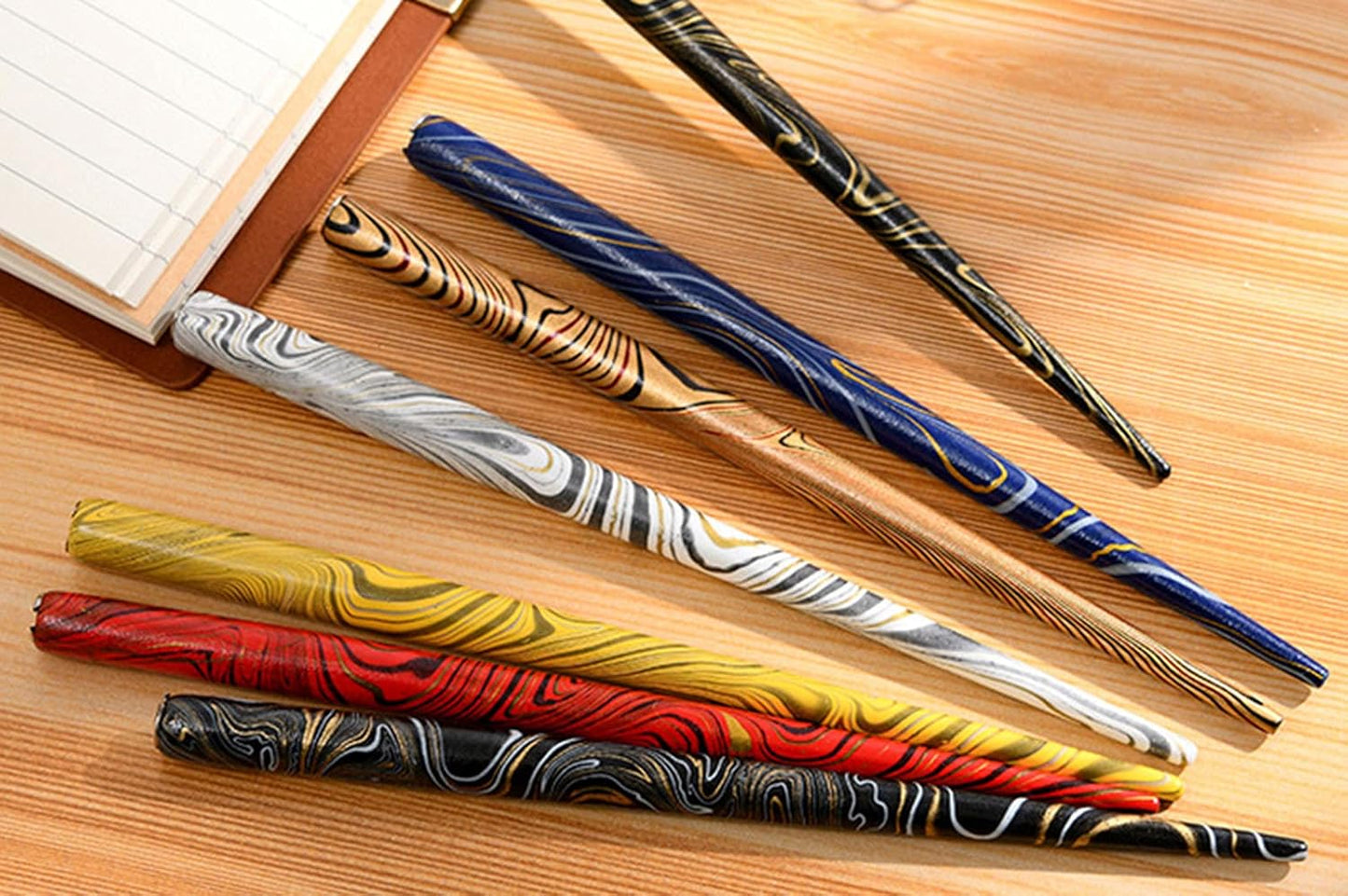 Gullor Wooden Dip Pen Calligraphy Set with Black Ink & 6 Nibs for Beginners, Kids, Writing, Signatures and Drawing, Gold