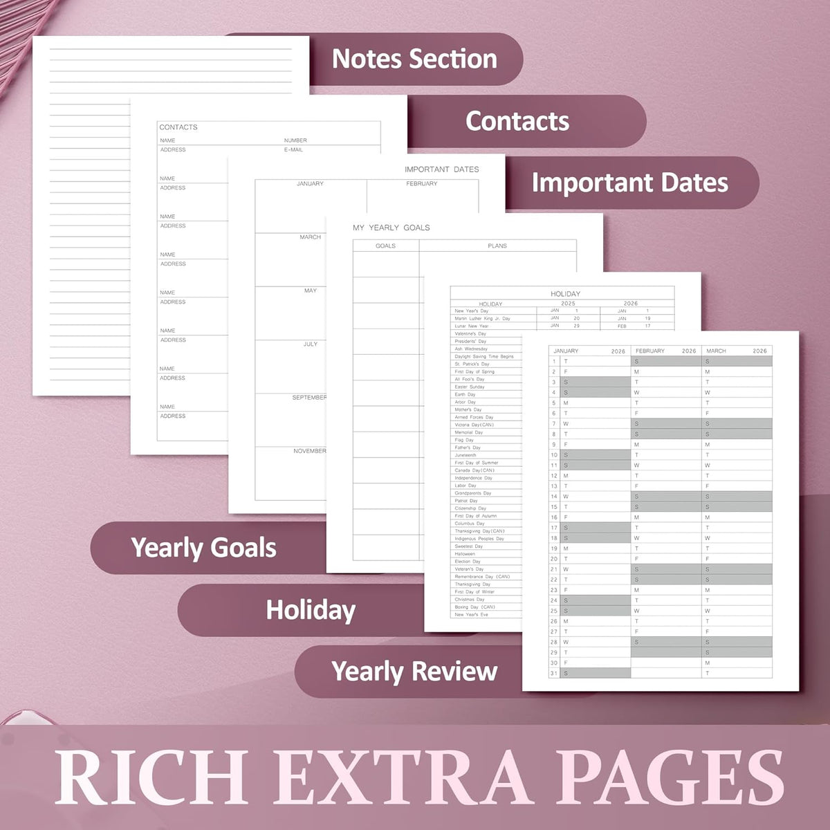 2025-2026 Planner for Women, Lather Weekly & Monthly Organizer, July 2025-June 2026, Hardcover with Gold Foil, Tabs, and Inspirational Pages - Ideal for Professionals, Pink