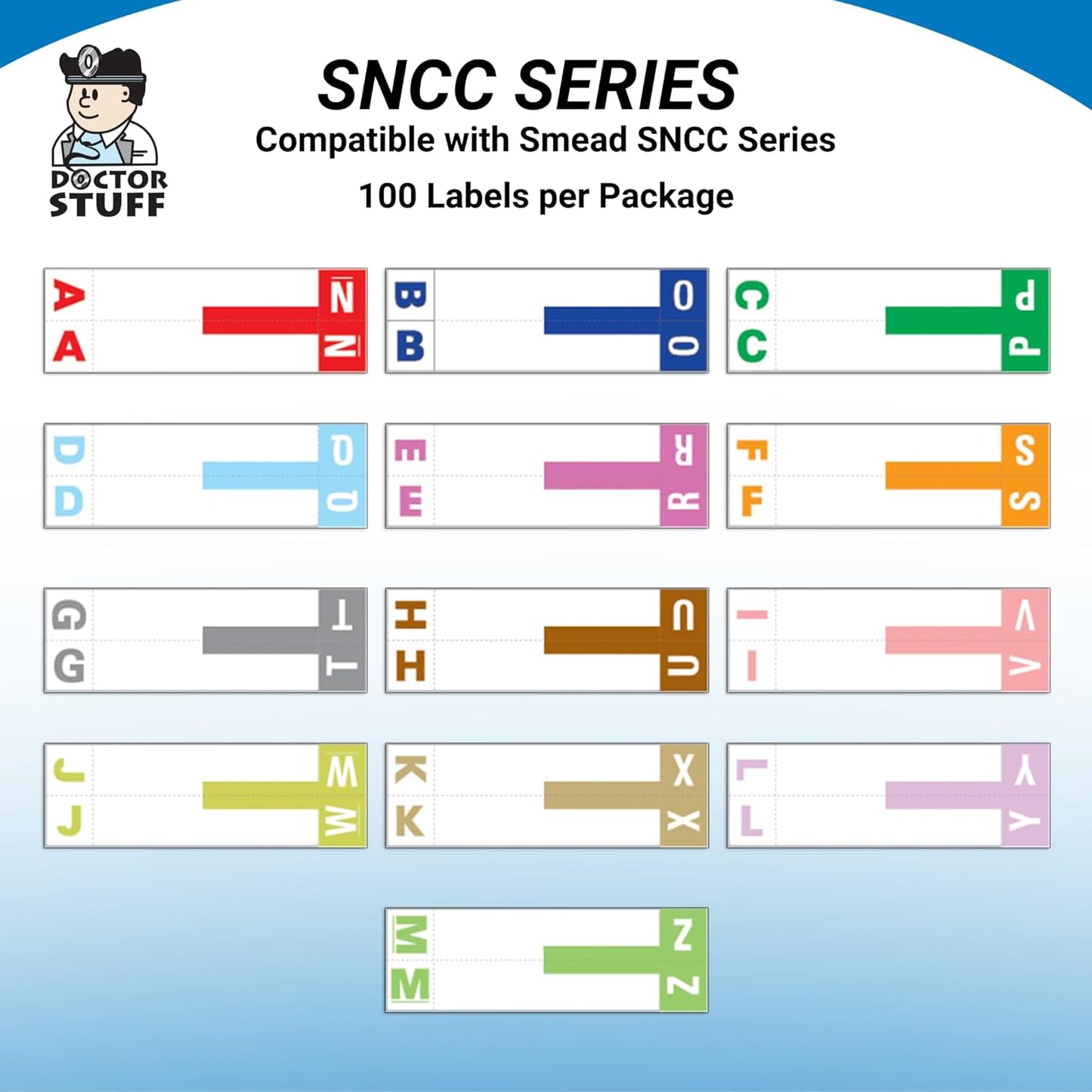 Doctor Stuff - File Folder Labels, Alphabet Letters, K/X, Compatible with Smead NCC - SNCC Series Alpha Stickers Light Brown, 1-5/32" x 3-5/8, 100/Package