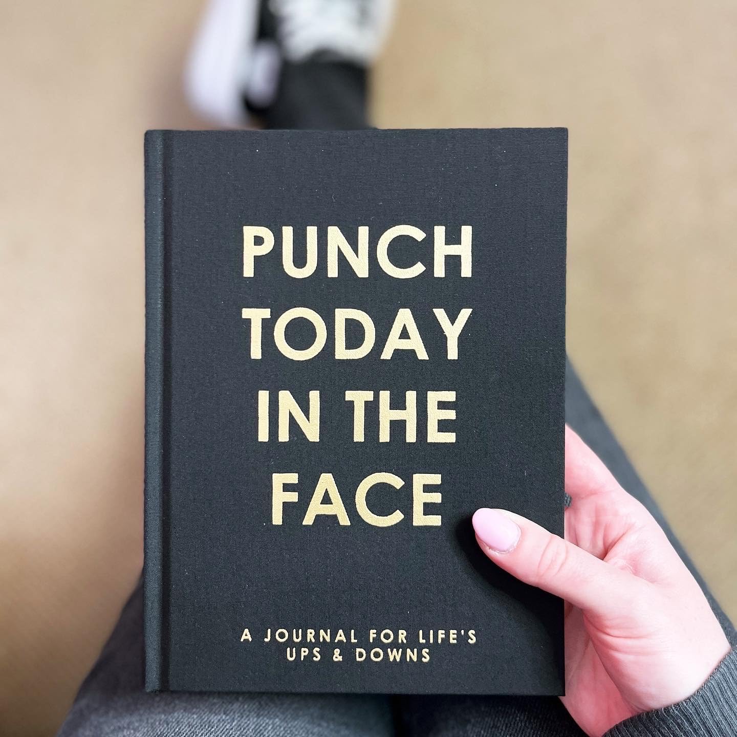Graphique Self-Care Journal - Punch Today in the Face - 256 Pages - Weekly Quote & Daily Fill in Interiors - Hardbound Fabric Cover - Ribbon Marker (6" x 8")