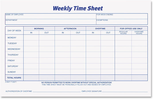 TOPS Weekly Employee Time Sheet, 8.5 x 5.5 Inches, 100 Sheets per Pad, 2 Pads/Pack (30071) - Purple; White