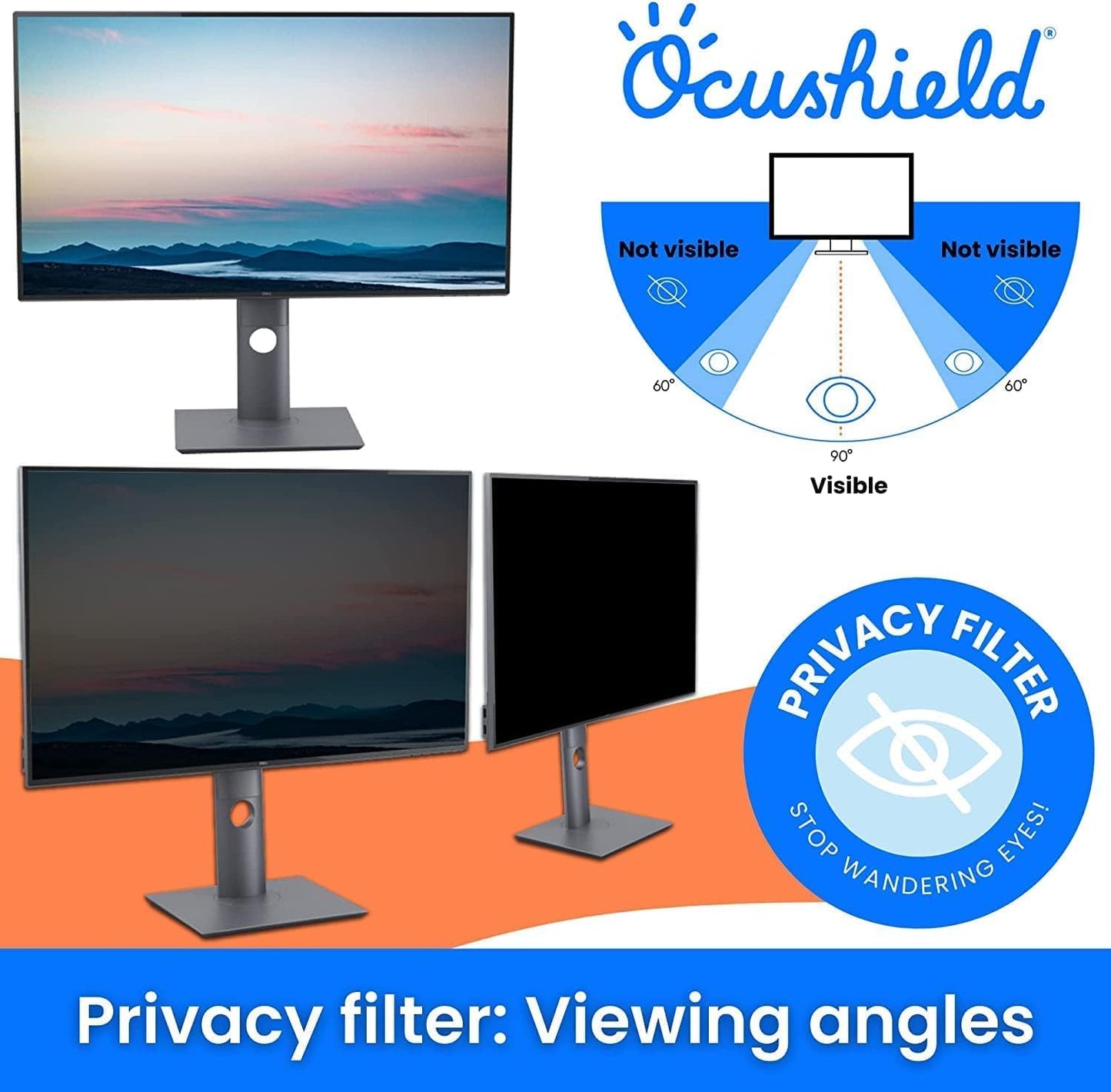 Ocushield 17” (5:4) Premium Anti Blue Light Screen Protector with Privacy Filter for Laptops and Computer Monitors - Anti-Glare - Easy Install - Anti-Fatigue (338 x 271 mm)