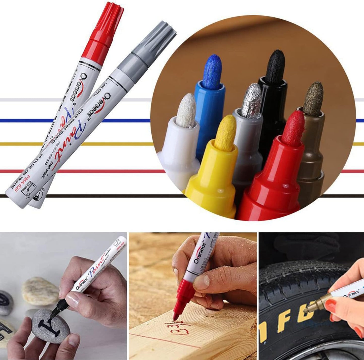 TFIVE Paint Pens Paint Markers on Almost Anything Never Fade Quick Dry and Permanent, Oil-Based Waterproof Marker Pen Set for Rocks Painting, Wood, Fabric, Plastic, Canvas, Glass, Mugs, DIY Craft
